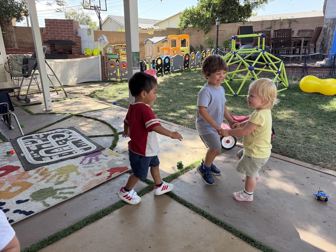 Children playing together in the backyard